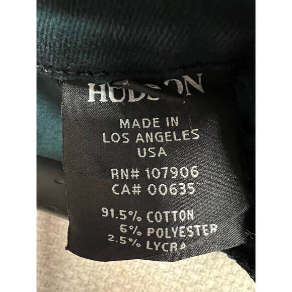 HUDSON Jean Coated Geometric Print Dark Green Nico Super Skinny Denim Midrise 26 - Picture 14 of 16